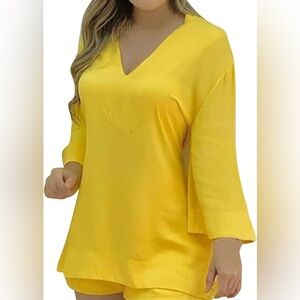 CHICME-Yellow flare sleeve blouse size Medium